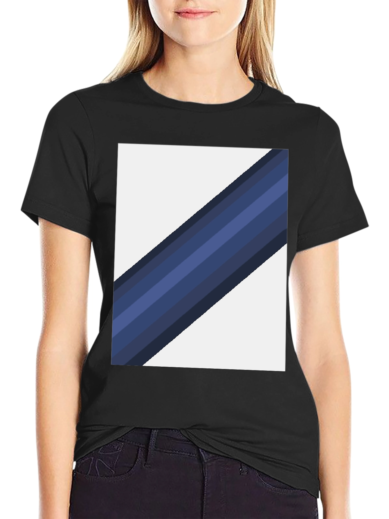 Striped Diagonal Graphic Tee - Modern Casual Wear