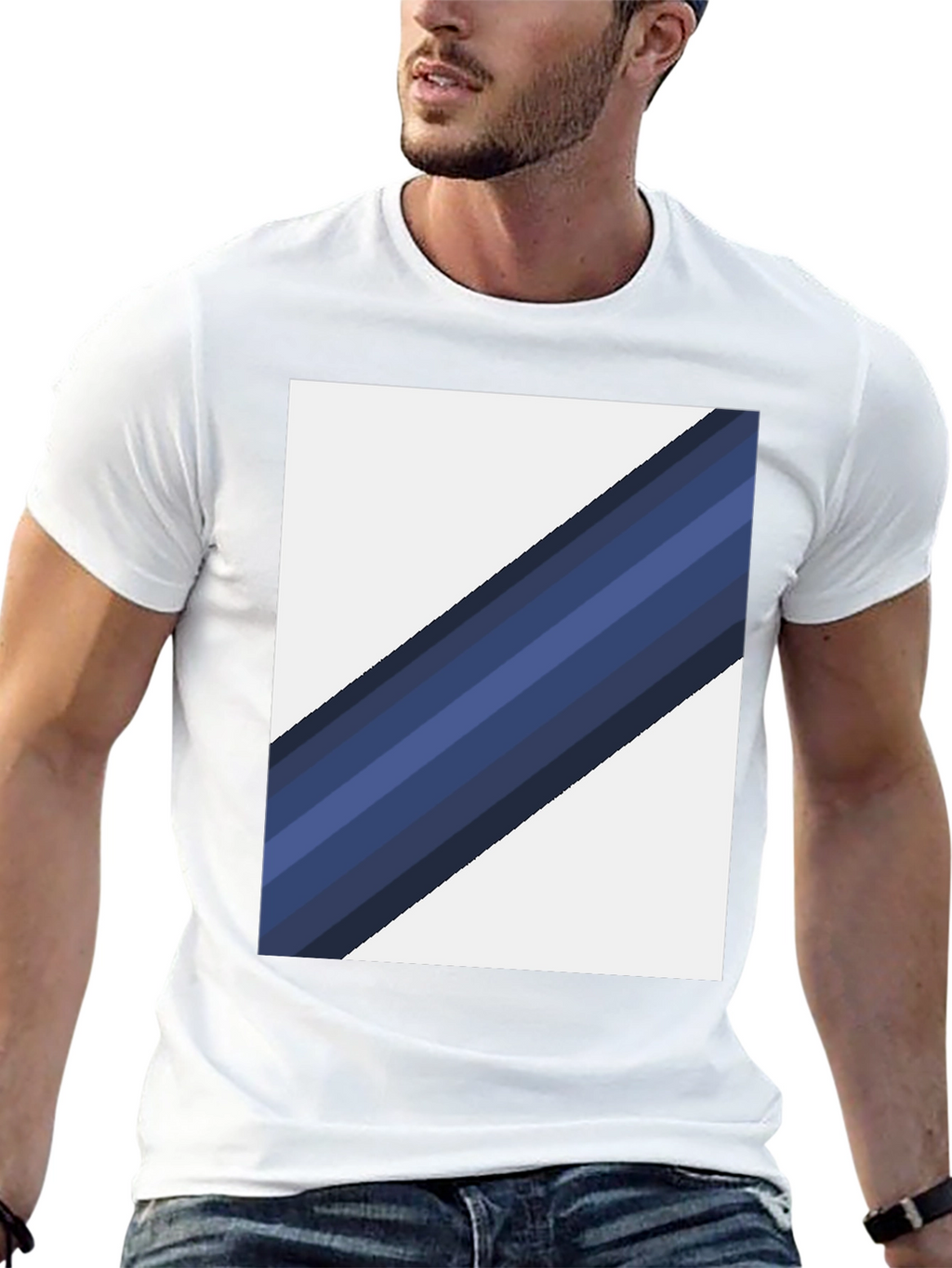 Striped Diagonal Graphic Tee - Modern Casual Wear