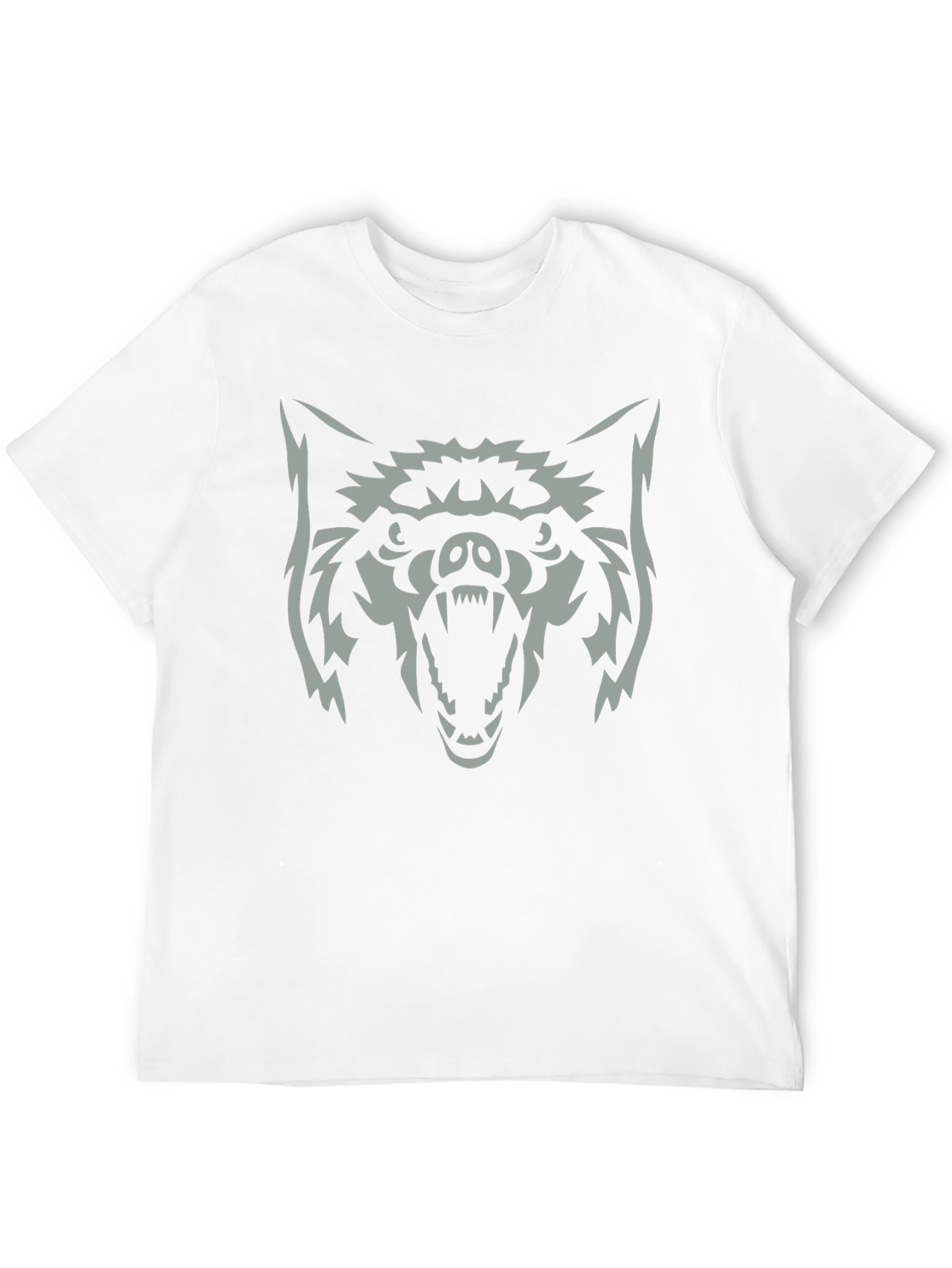 Mens Black T-Shirt with Wolf Graphic