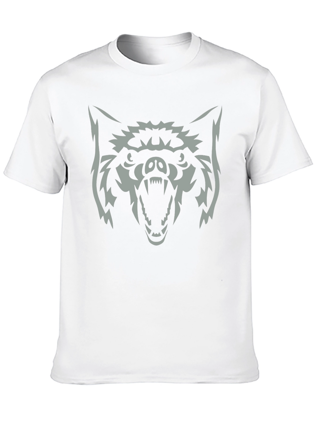 Mens Black T-Shirt with Wolf Graphic