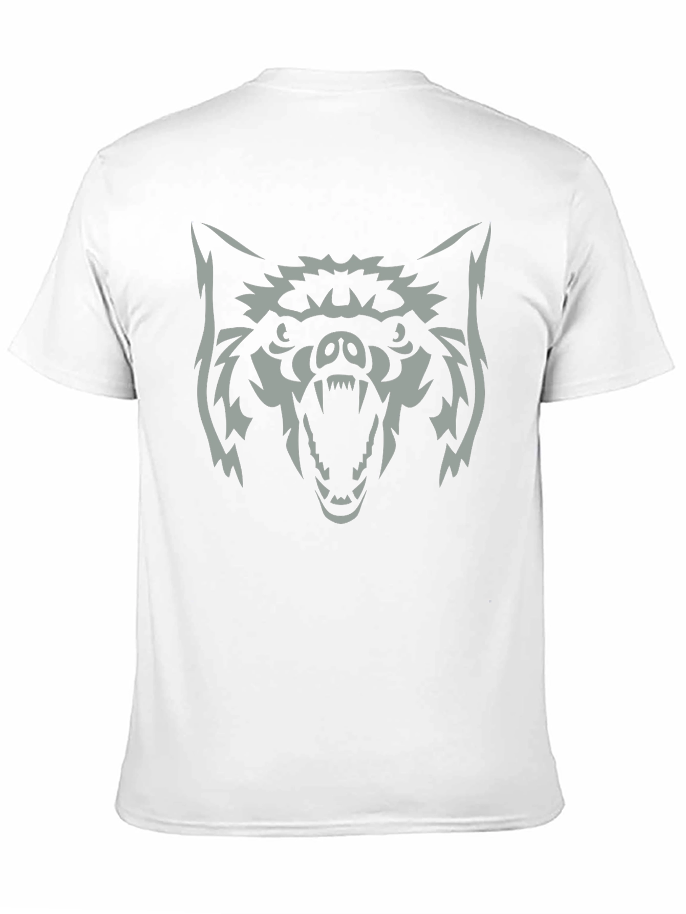Mens Black T-Shirt with Wolf Graphic