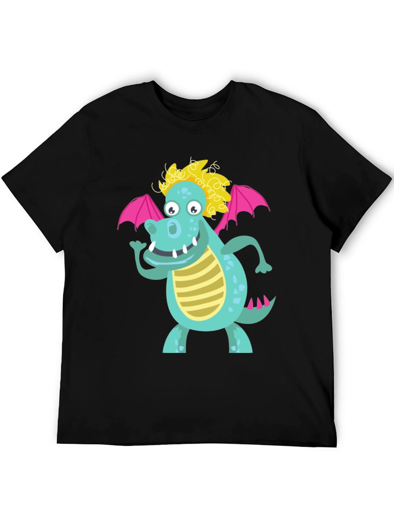 Cartoon Dragon Graphic Tee - Black Unisex Shirt