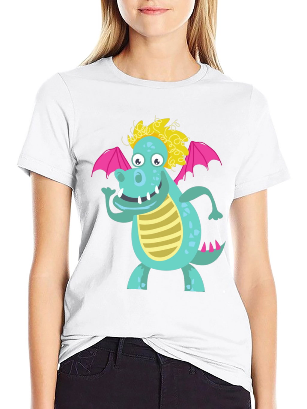 Cartoon Dragon Graphic Tee - Black Unisex Shirt