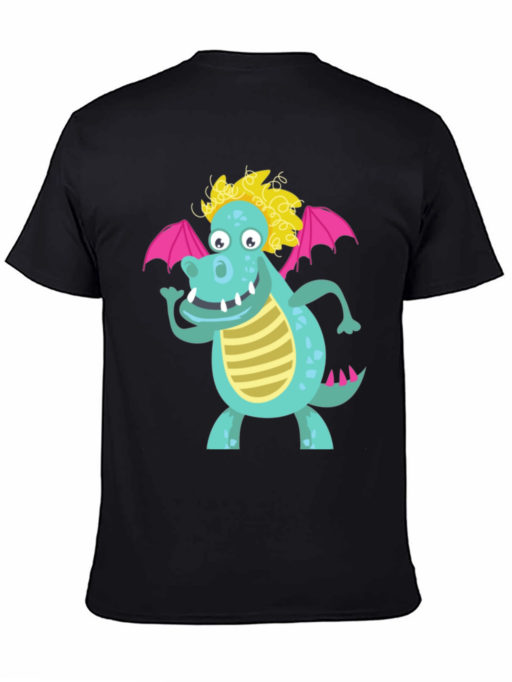 Cartoon Dragon Graphic Tee - Black Unisex Shirt