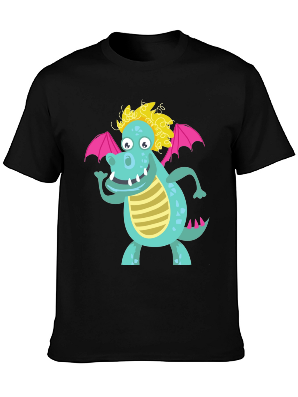 Cartoon Dragon Graphic Tee - Black Unisex Shirt