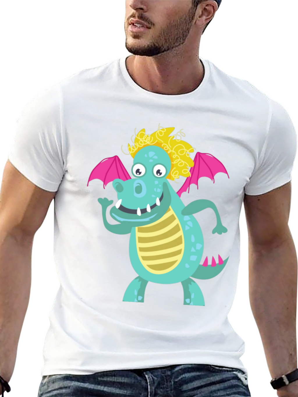 Cartoon Dragon Graphic Tee - Black Unisex Shirt