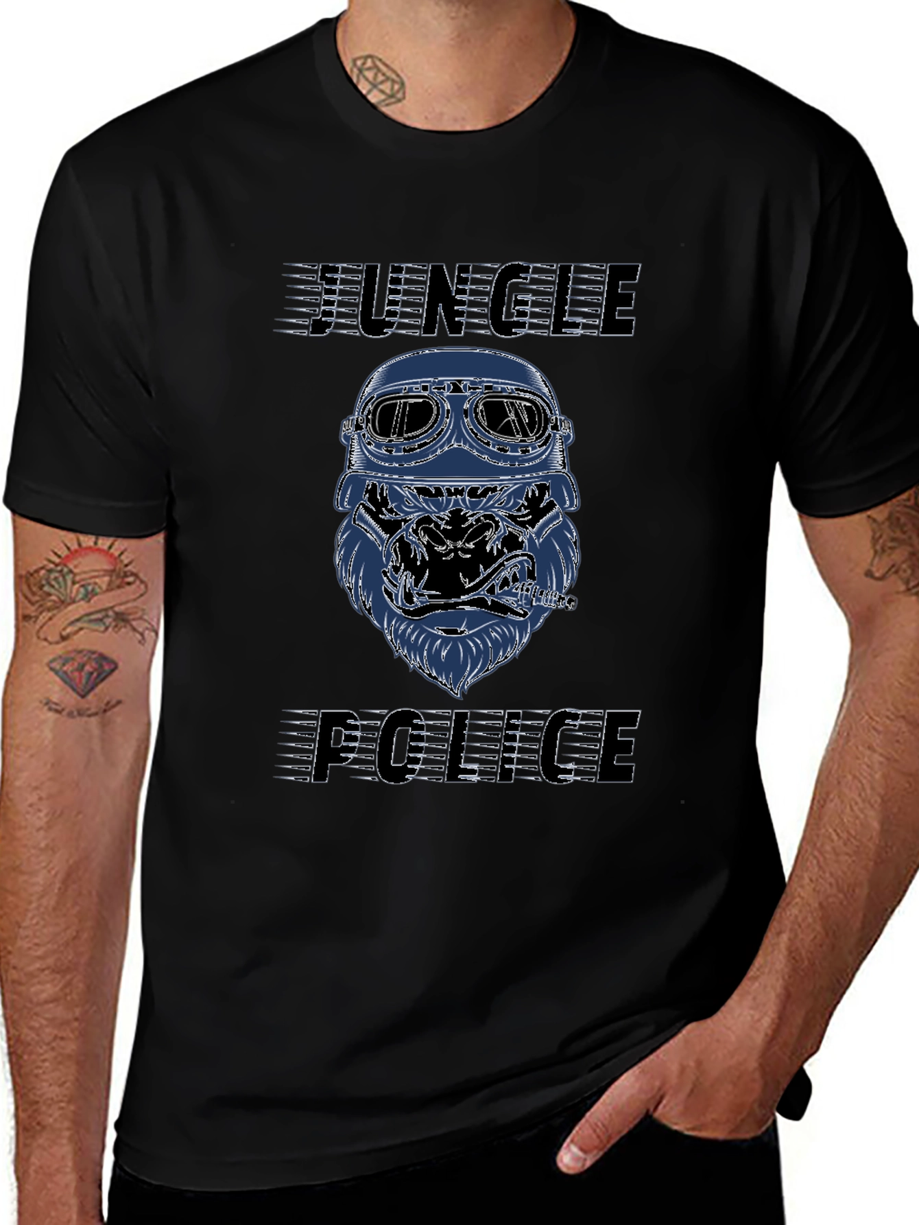 Jungle Police Graphic T-Shirt - Cool Gorilla Design