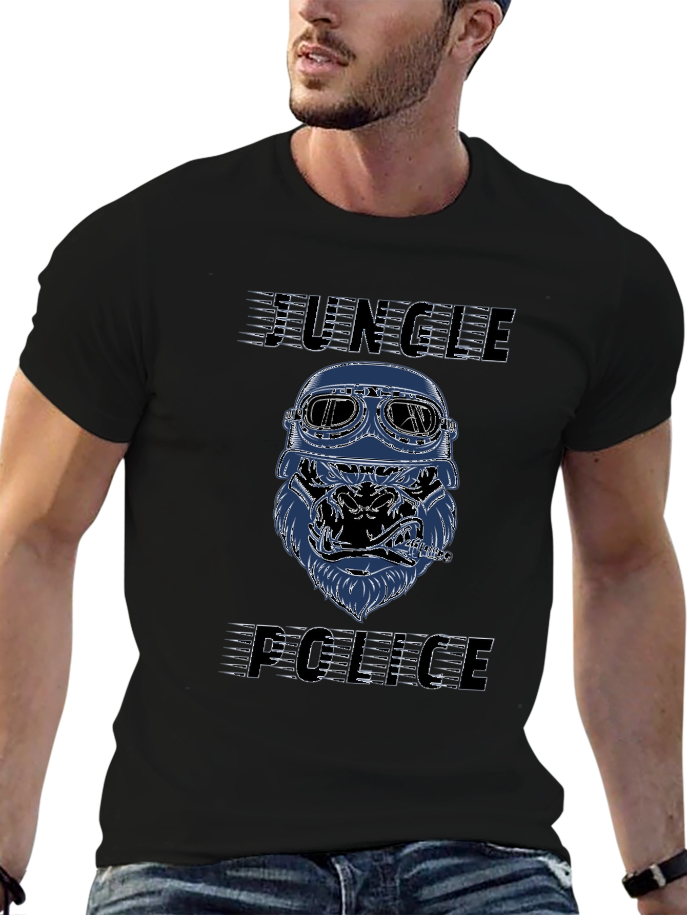 Jungle Police Graphic T-Shirt - Cool Gorilla Design