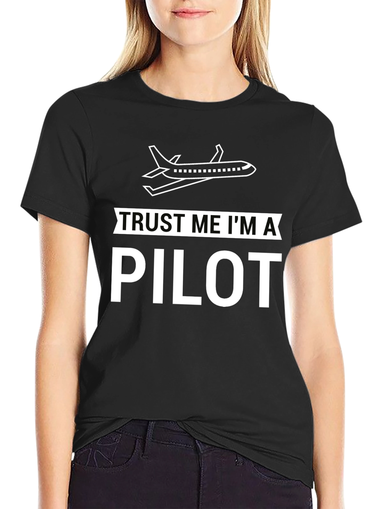 Trust Me Im a Pilot Black Graphic T-Shirt
