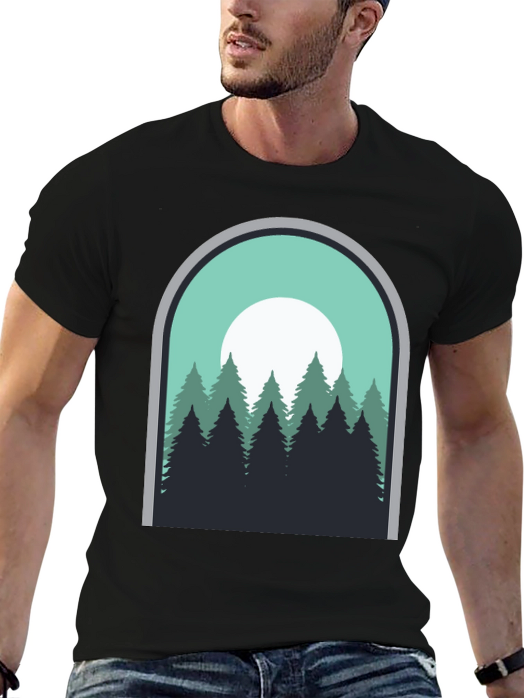 Nature Scene Graphic Tee - Mens Black T-Shirt