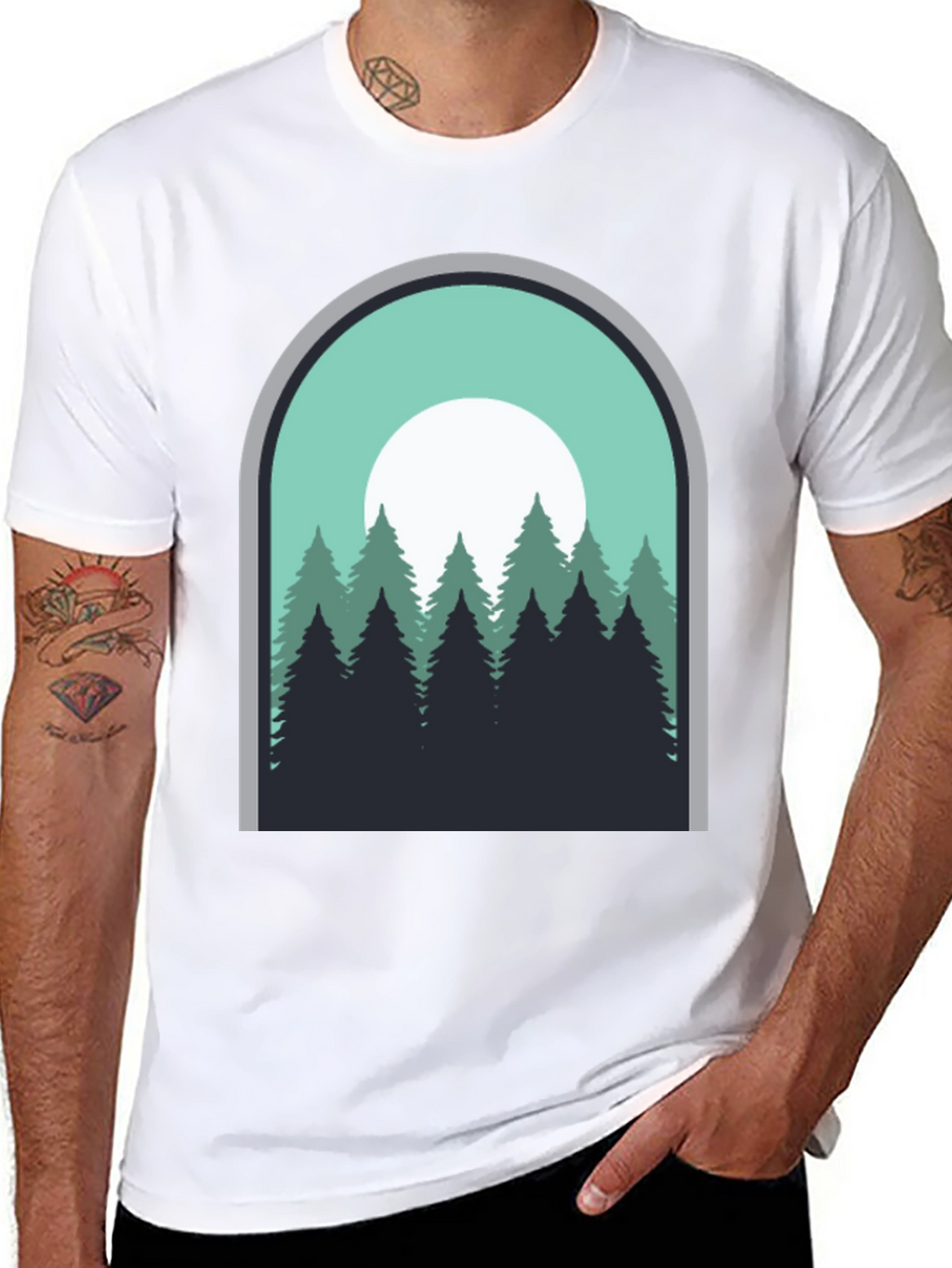 Nature Scene Graphic Tee - Mens Black T-Shirt