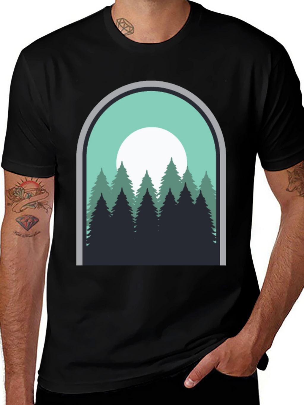 Nature Scene Graphic Tee - Mens Black T-Shirt
