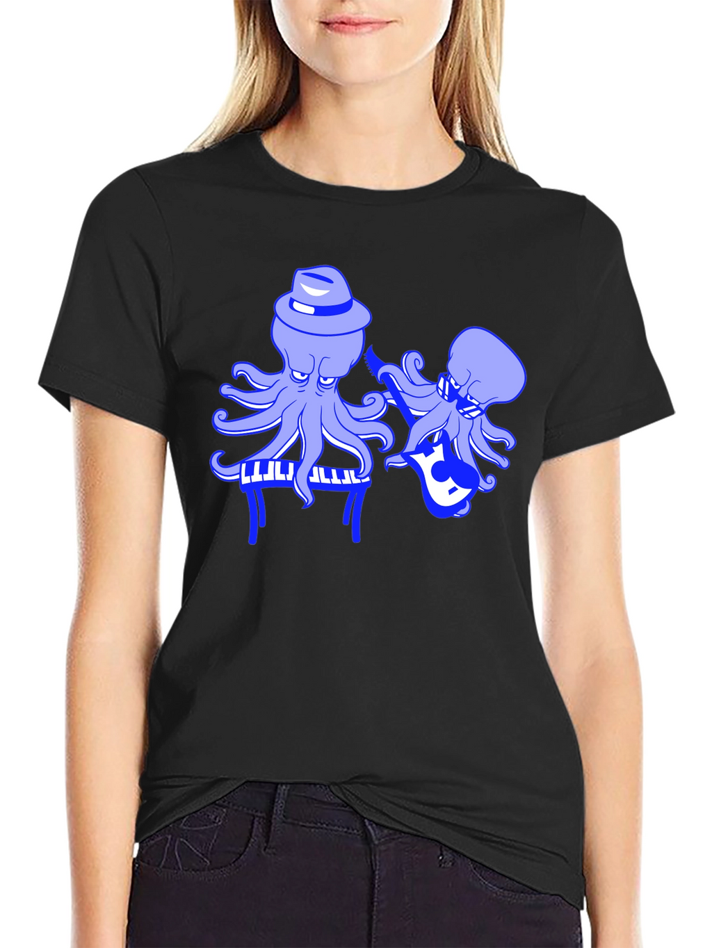 Octopus Musician Black T-Shirt