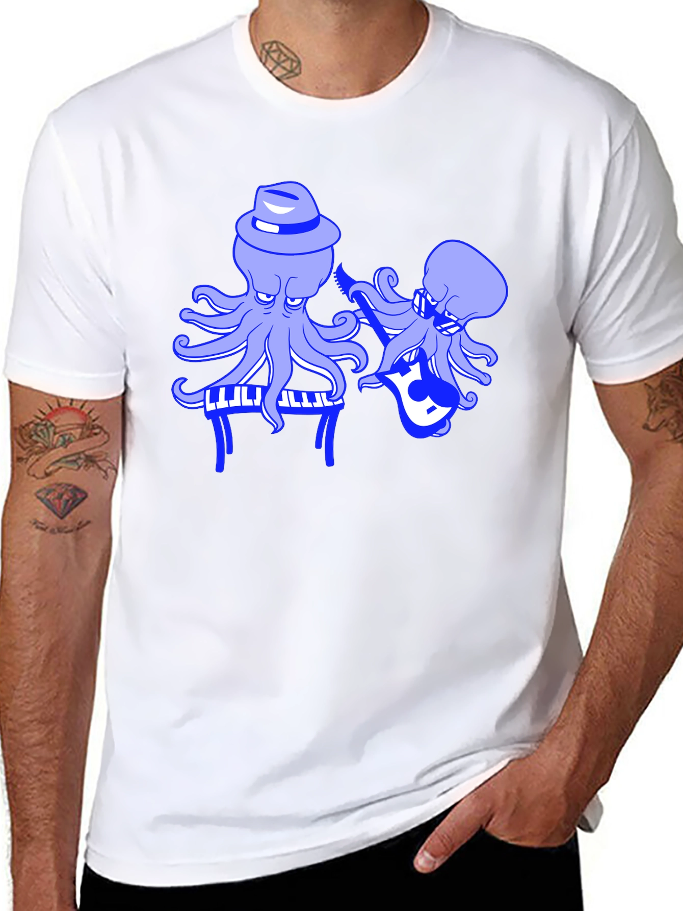Octopus Musician Black T-Shirt