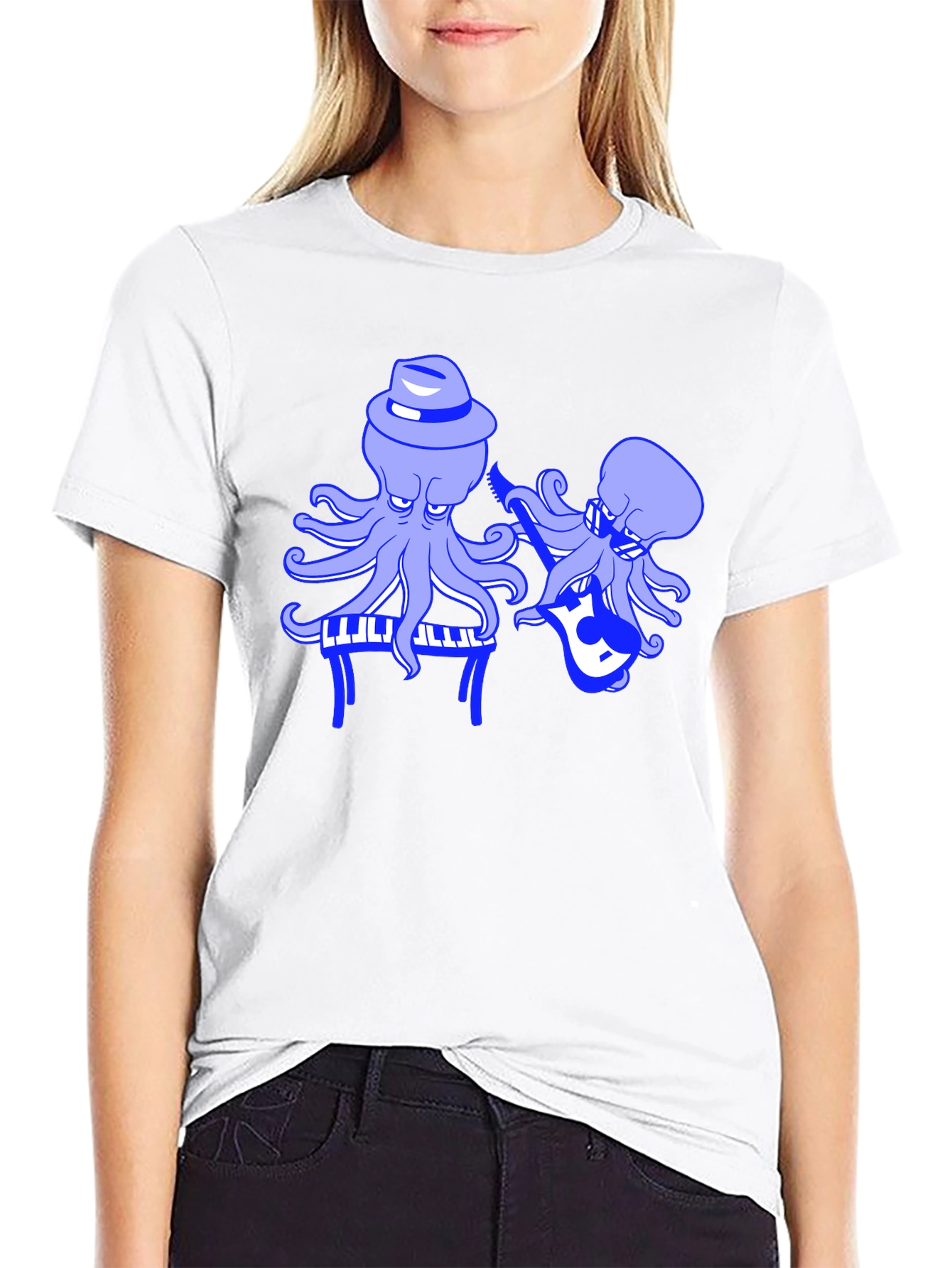 Octopus Musician Black T-Shirt