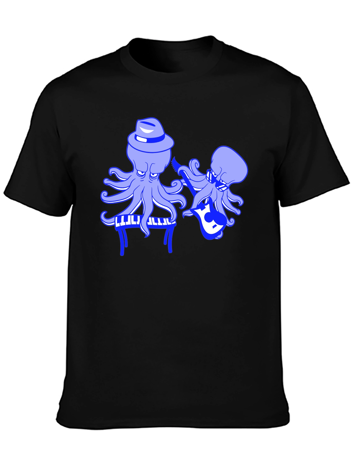 Octopus Musician Black T-Shirt