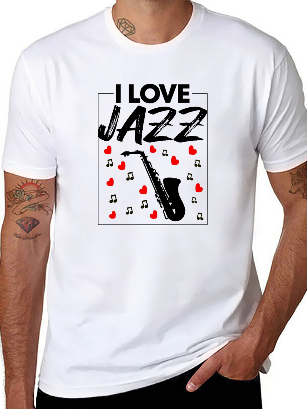 I Love Jazz Saxophone Black T-Shirt