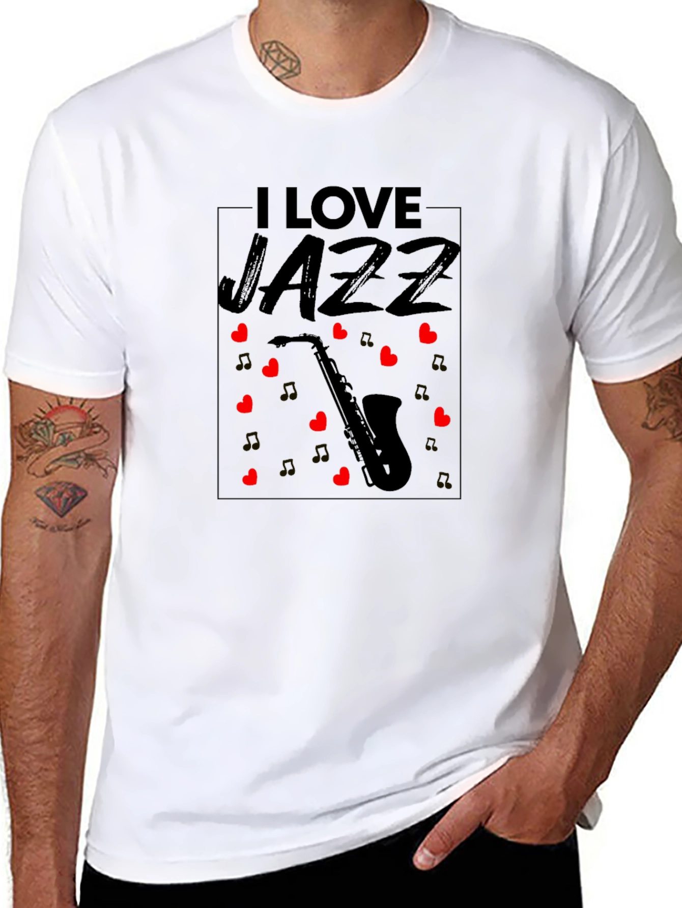I Love Jazz Saxophone Black T-Shirt