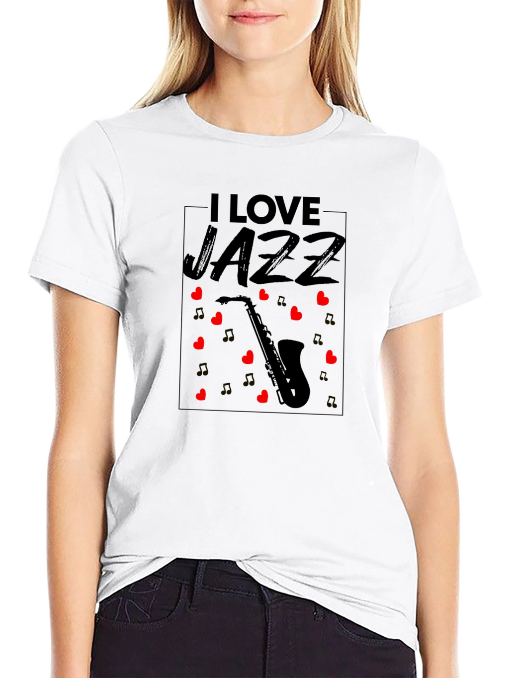 I Love Jazz Saxophone Black T-Shirt
