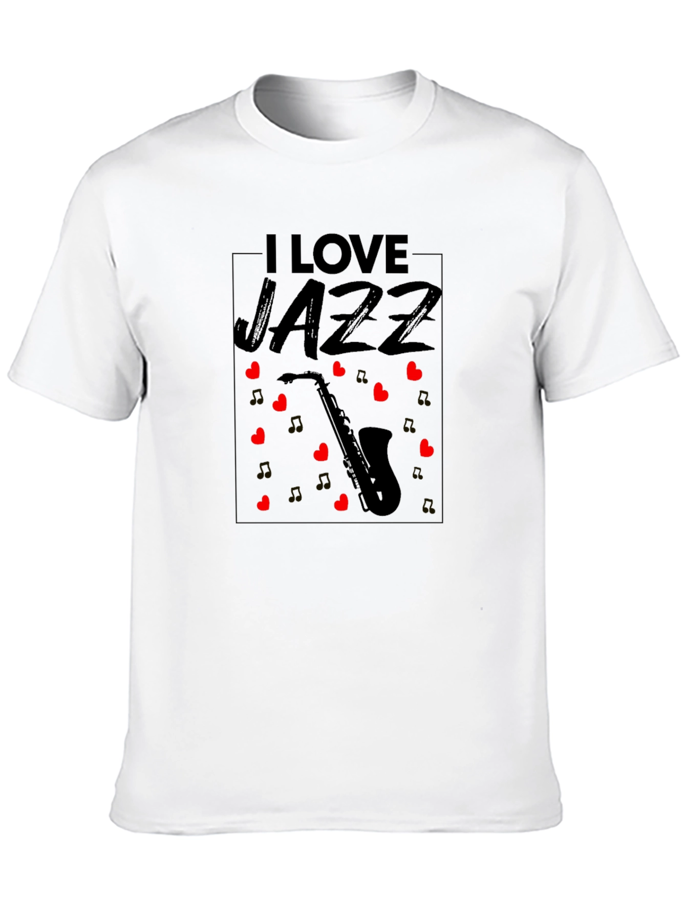 I Love Jazz Saxophone Black T-Shirt