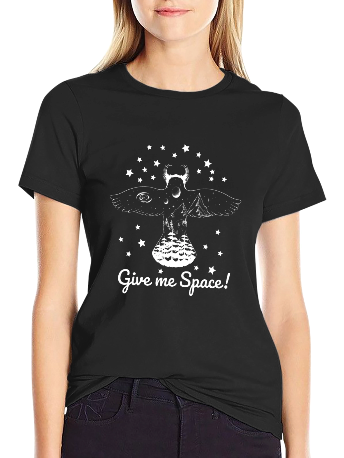 Give Me Space Graphic Black T-Shirt