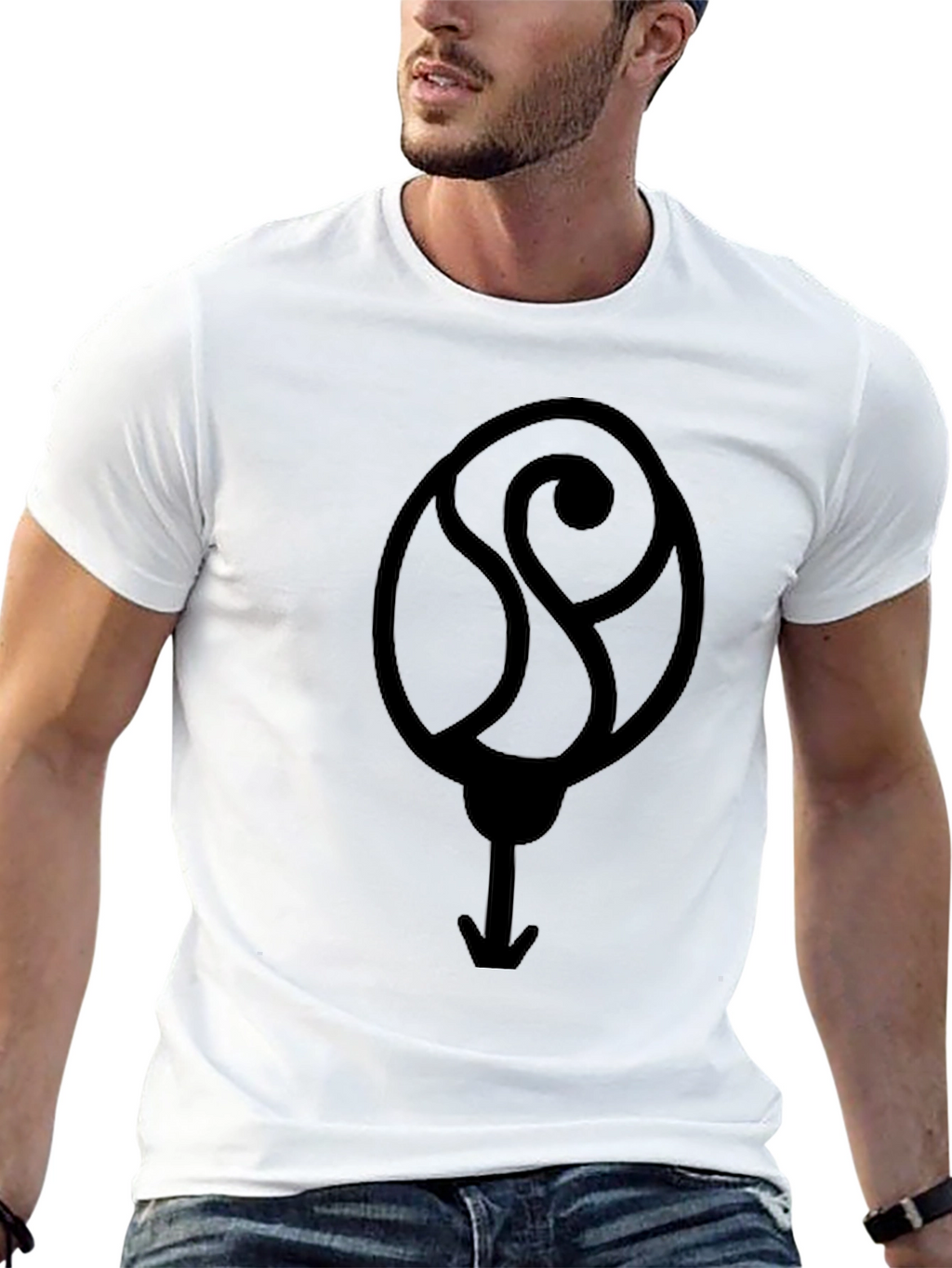 Abstract Symbol Graphic Black T-Shirt