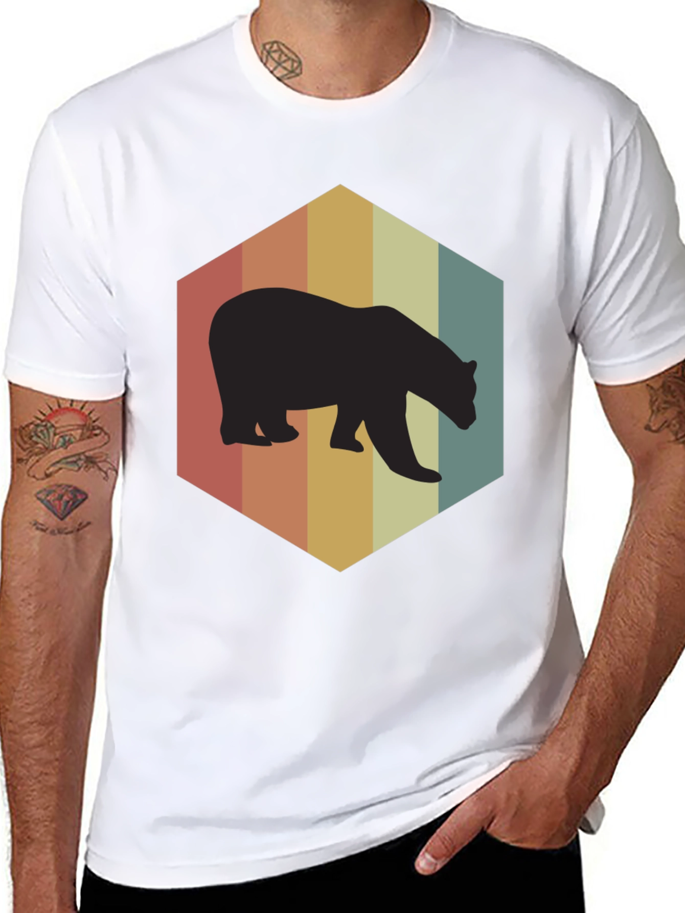 Retro Bear Graphic Tee - Vintage Style Animal T-Shirt