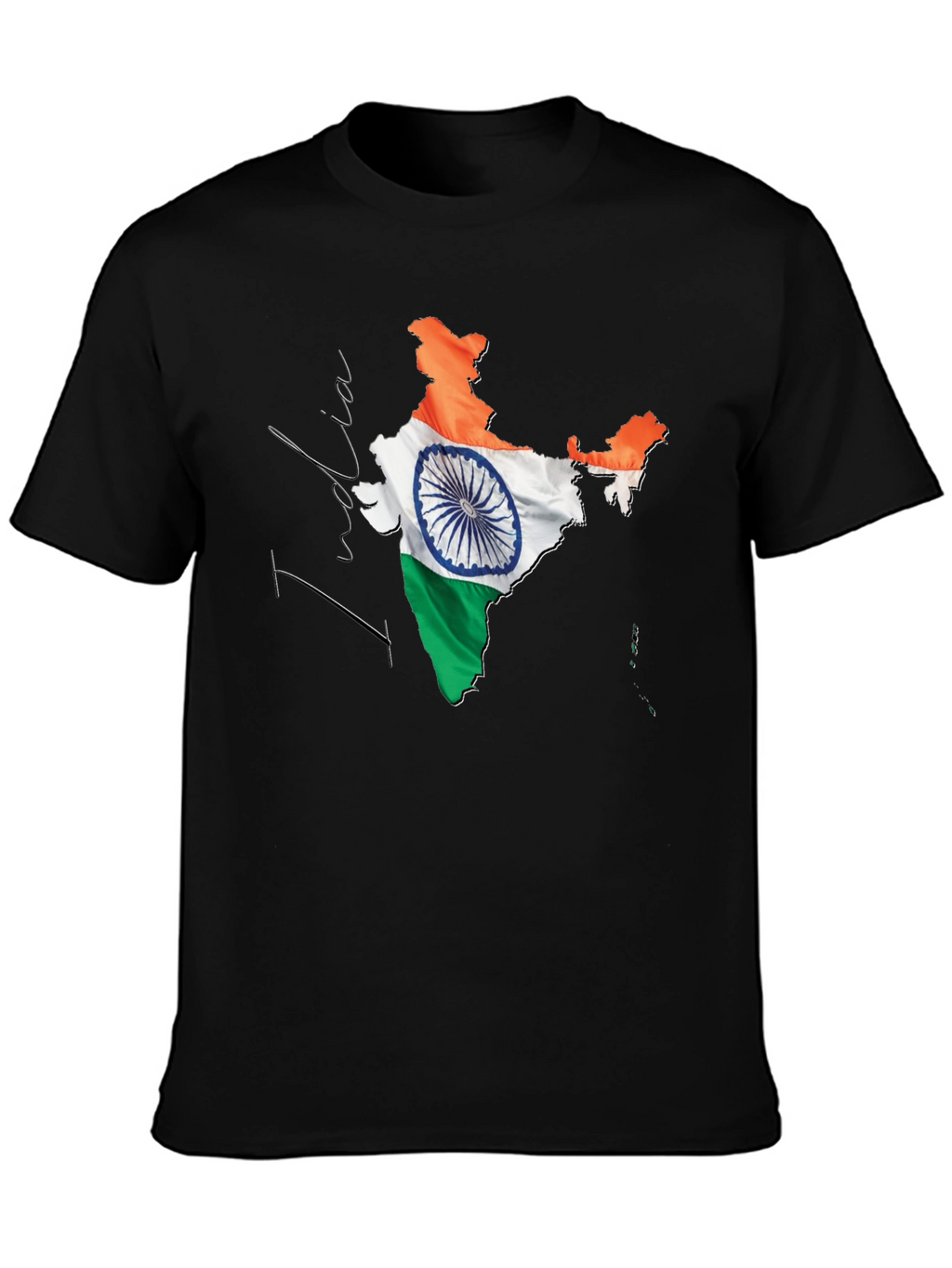 India Flag Map Graphic T-Shirt - Black