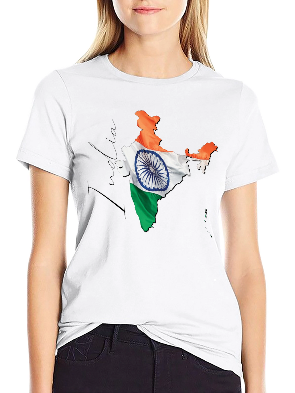India Flag Map Graphic T-Shirt - Black