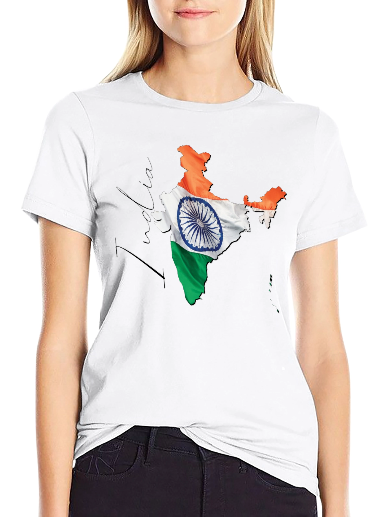 India Flag Map Graphic T-Shirt - Black
