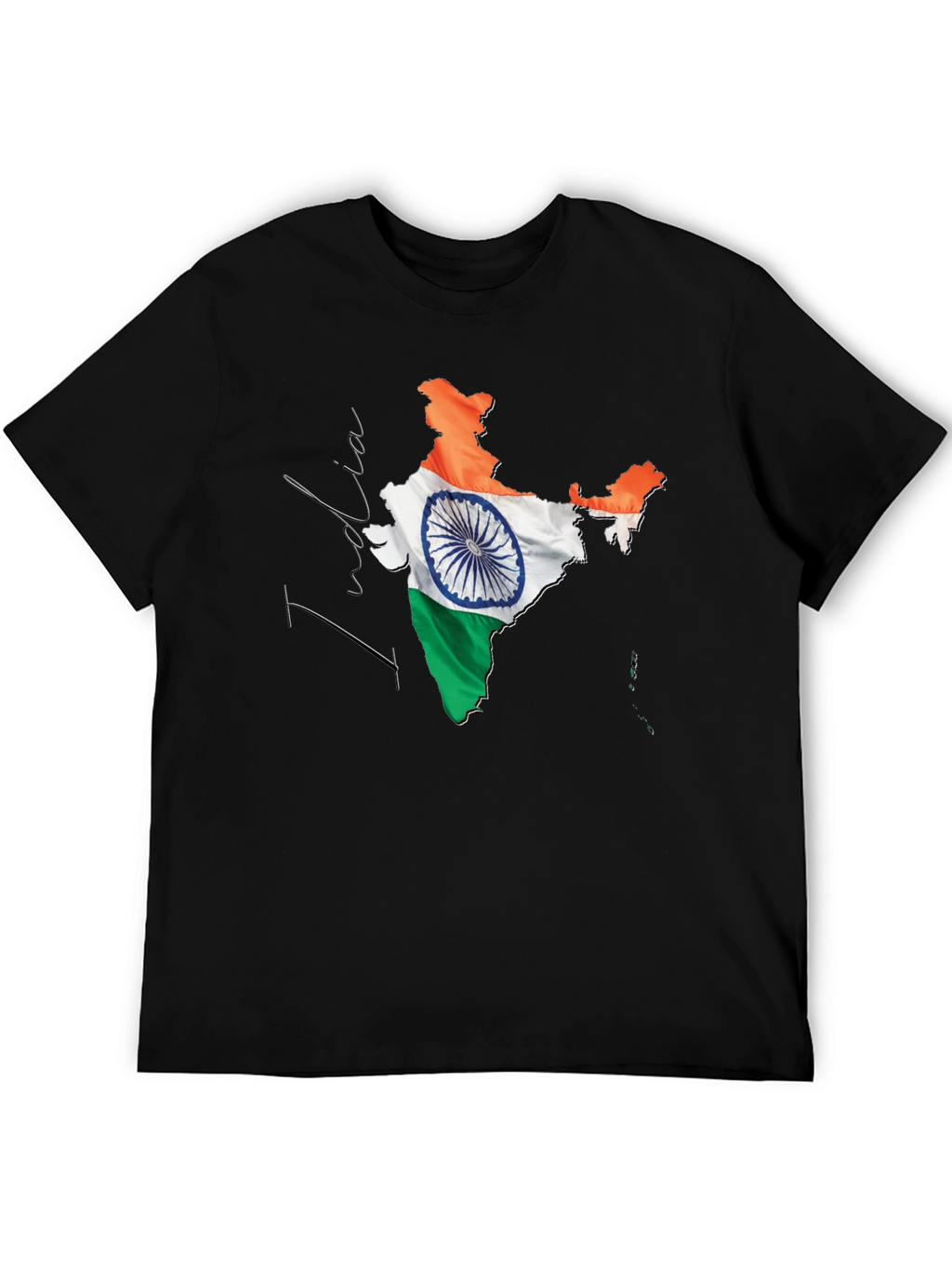 India Flag Map Graphic T-Shirt - Black