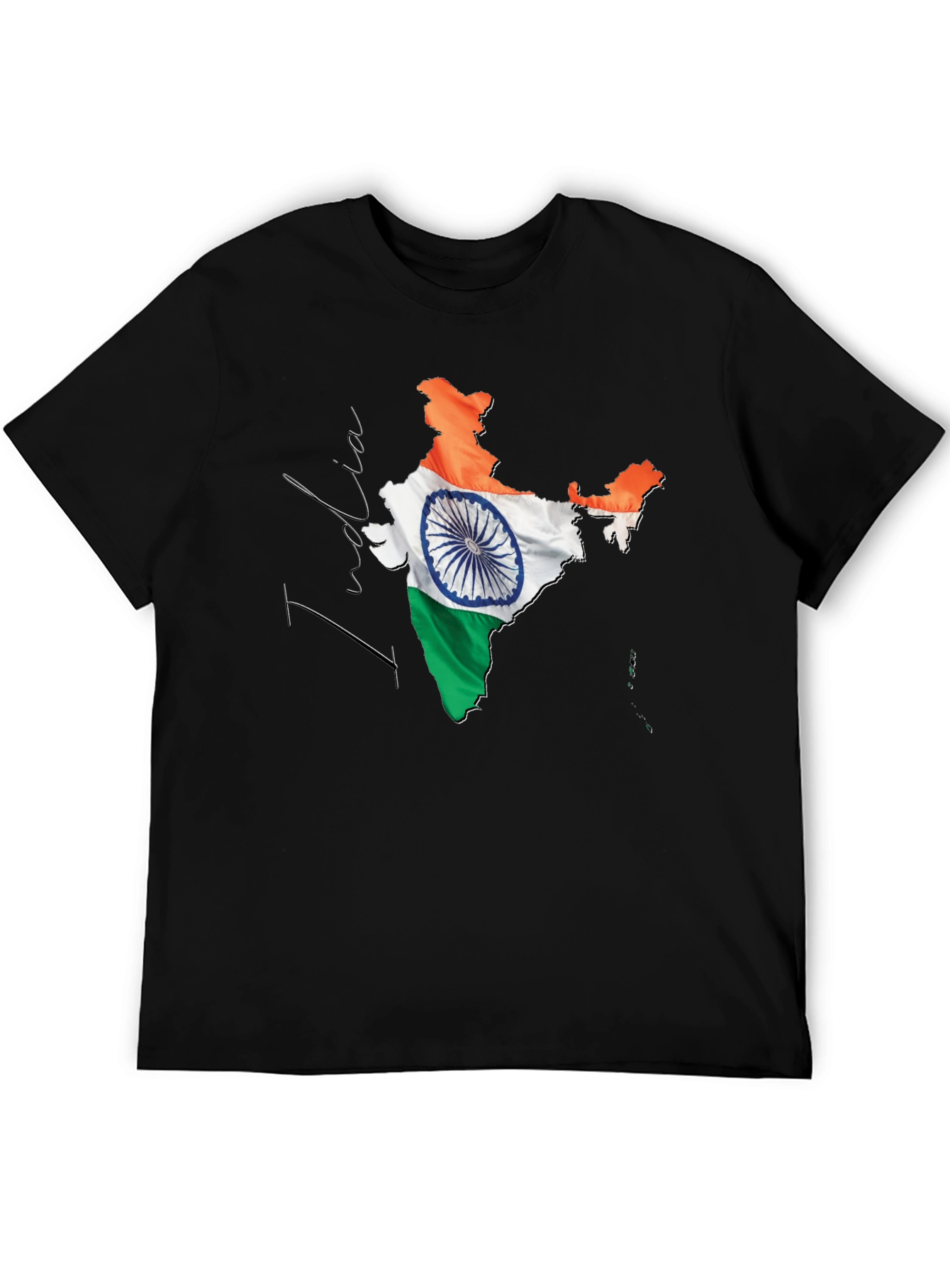 India Flag Map Graphic T-Shirt - Black