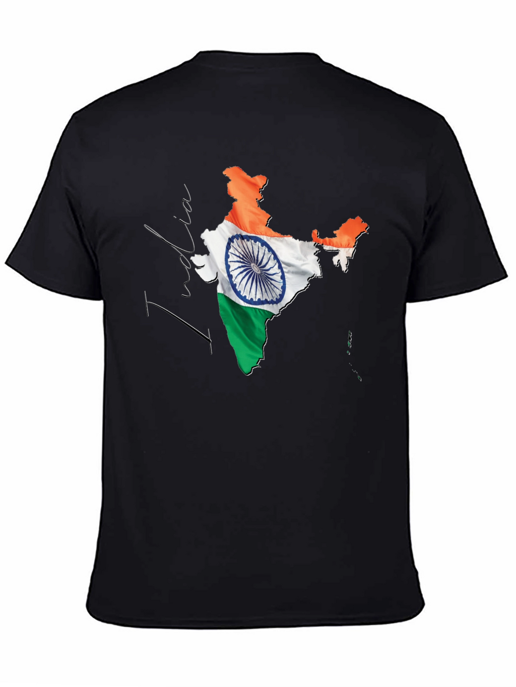 India Flag Map Graphic T-Shirt - Black