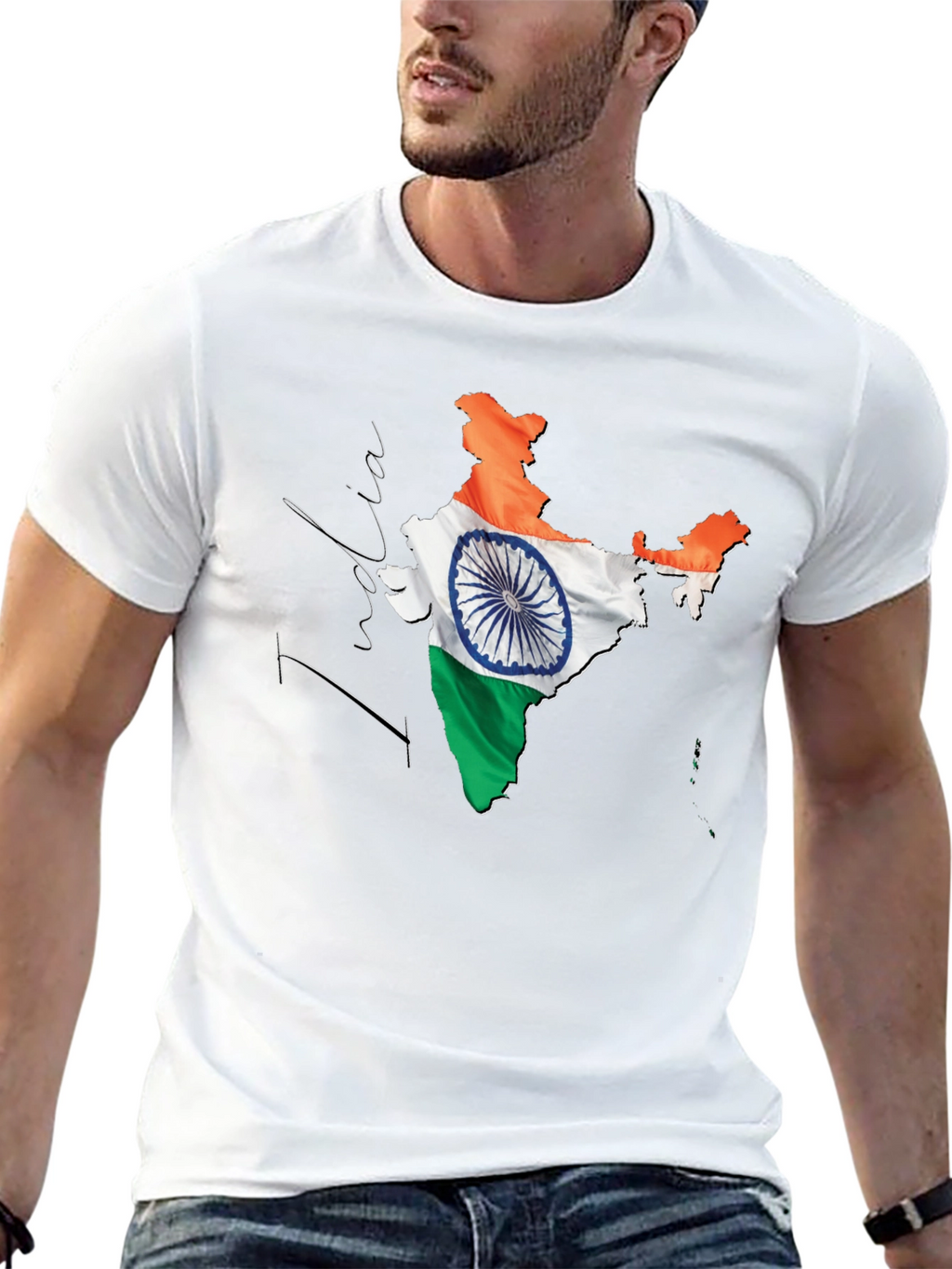 India Flag Map Graphic T-Shirt - Black