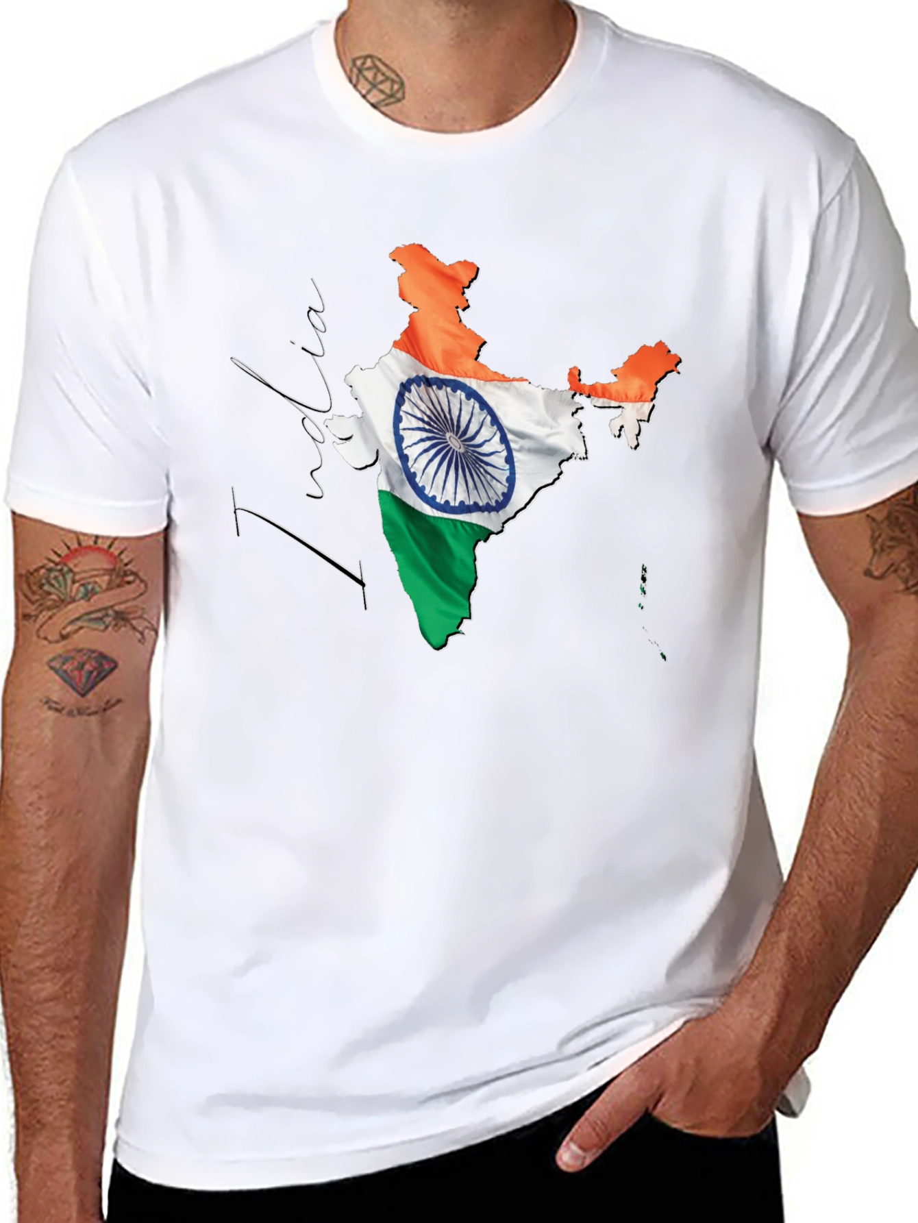 India Flag Map Graphic T-Shirt - Black