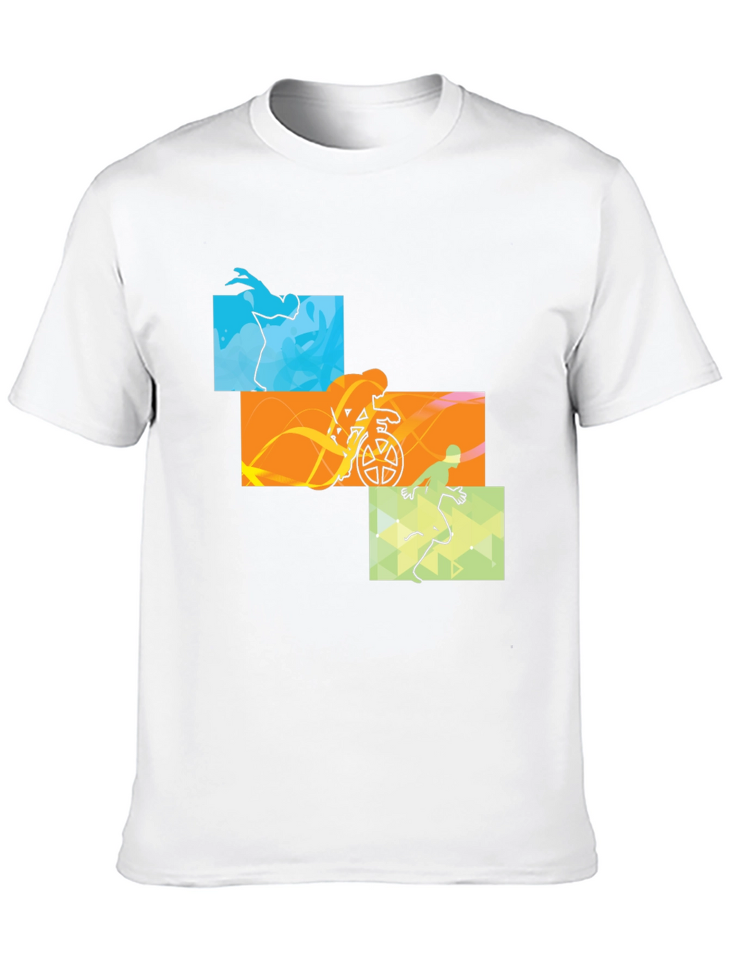 Triathlon Black T-Shirt: Swim Cycle Run Design