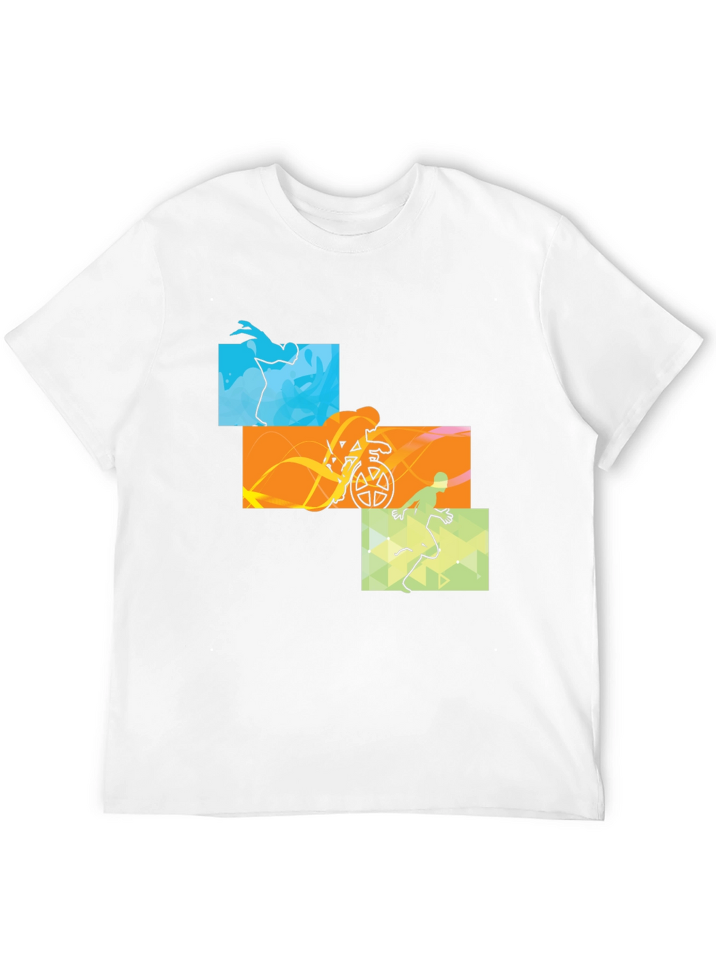 Triathlon Black T-Shirt: Swim Cycle Run Design