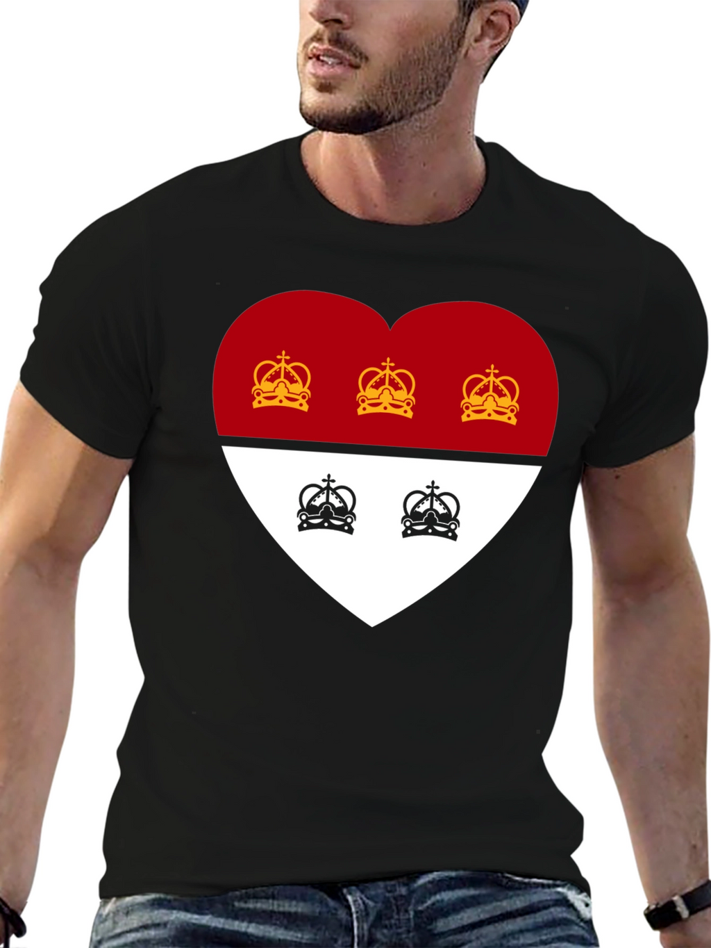 Heart Crest Graphic Tee - Stylish Black T-Shirt
