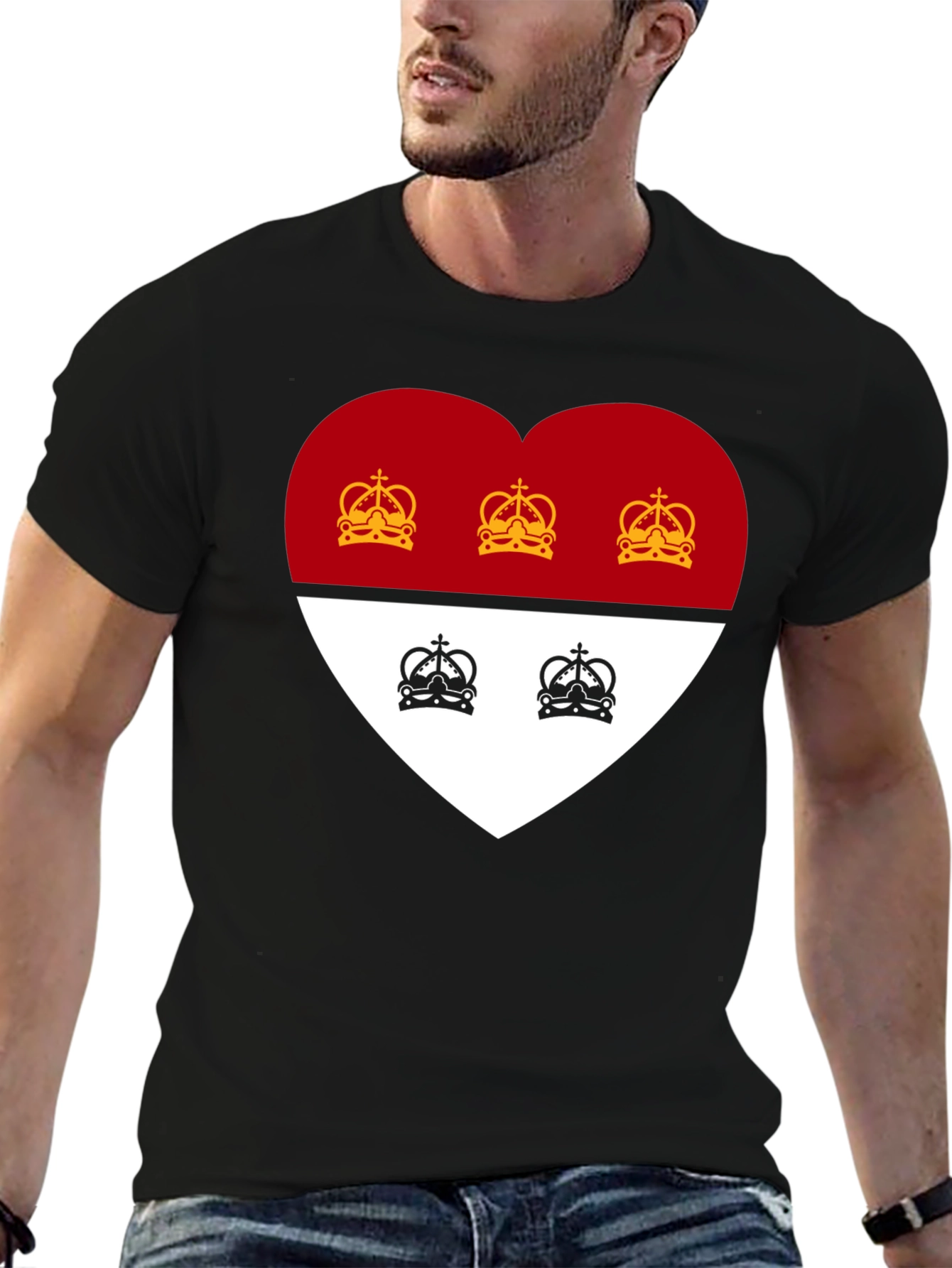 Heart Crest Graphic Tee - Stylish Black T-Shirt