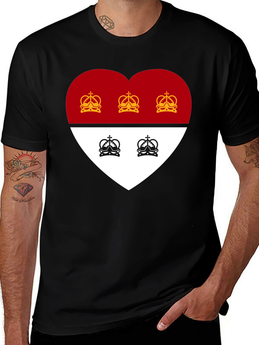 Heart Crest Graphic Tee - Stylish Black T-Shirt