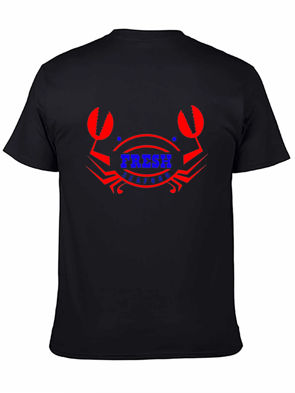 Fresh Seafood Graphic T-Shirt - Black Cotton Blend