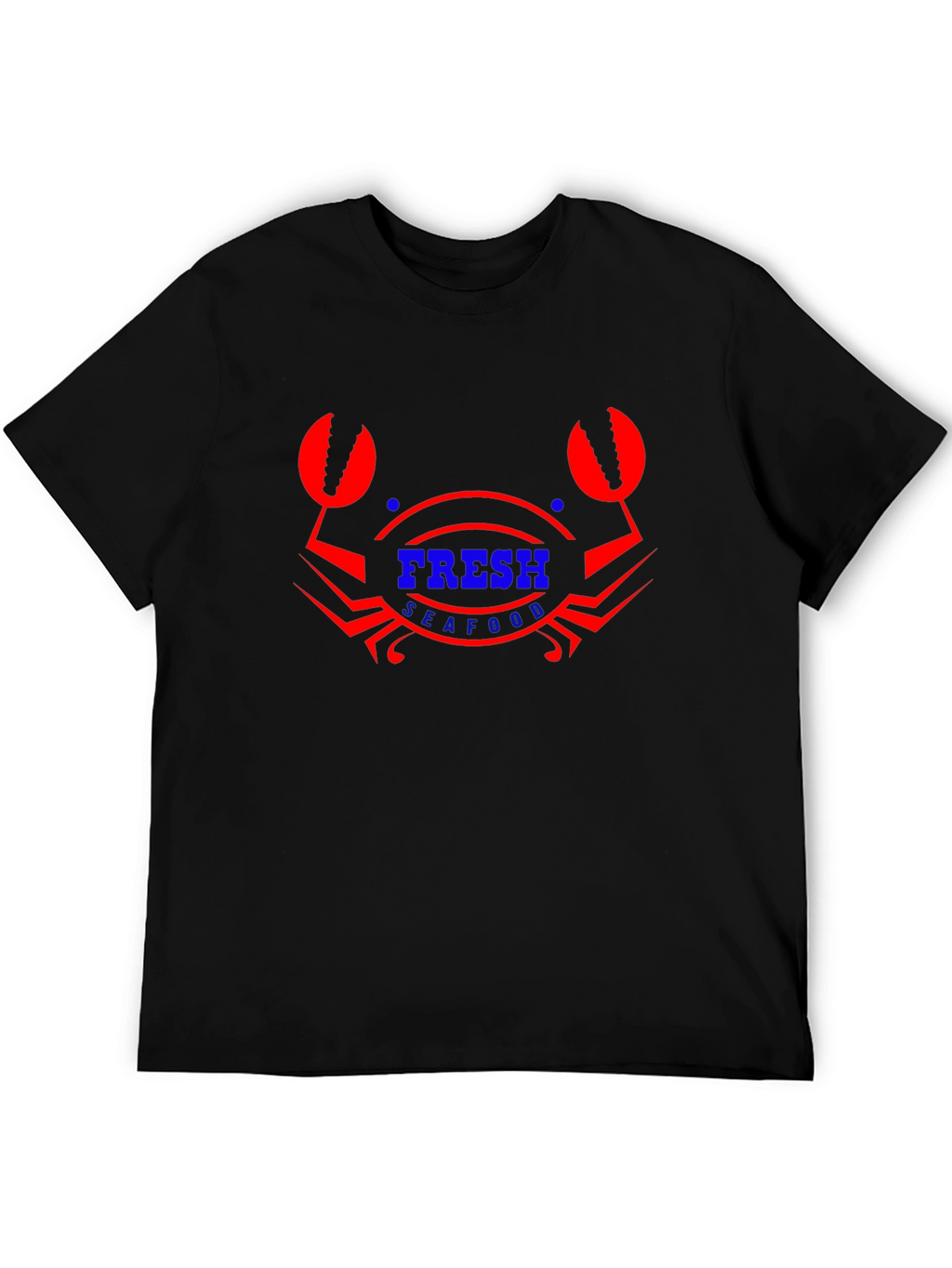 Fresh Seafood Graphic T-Shirt - Black Cotton Blend