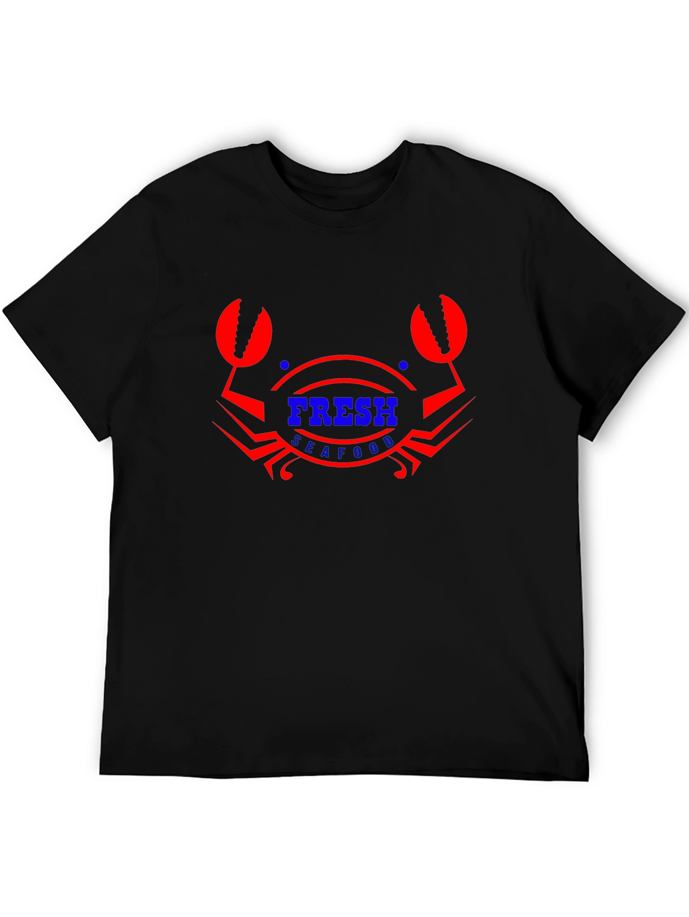 Fresh Seafood Graphic T-Shirt - Black Cotton Blend