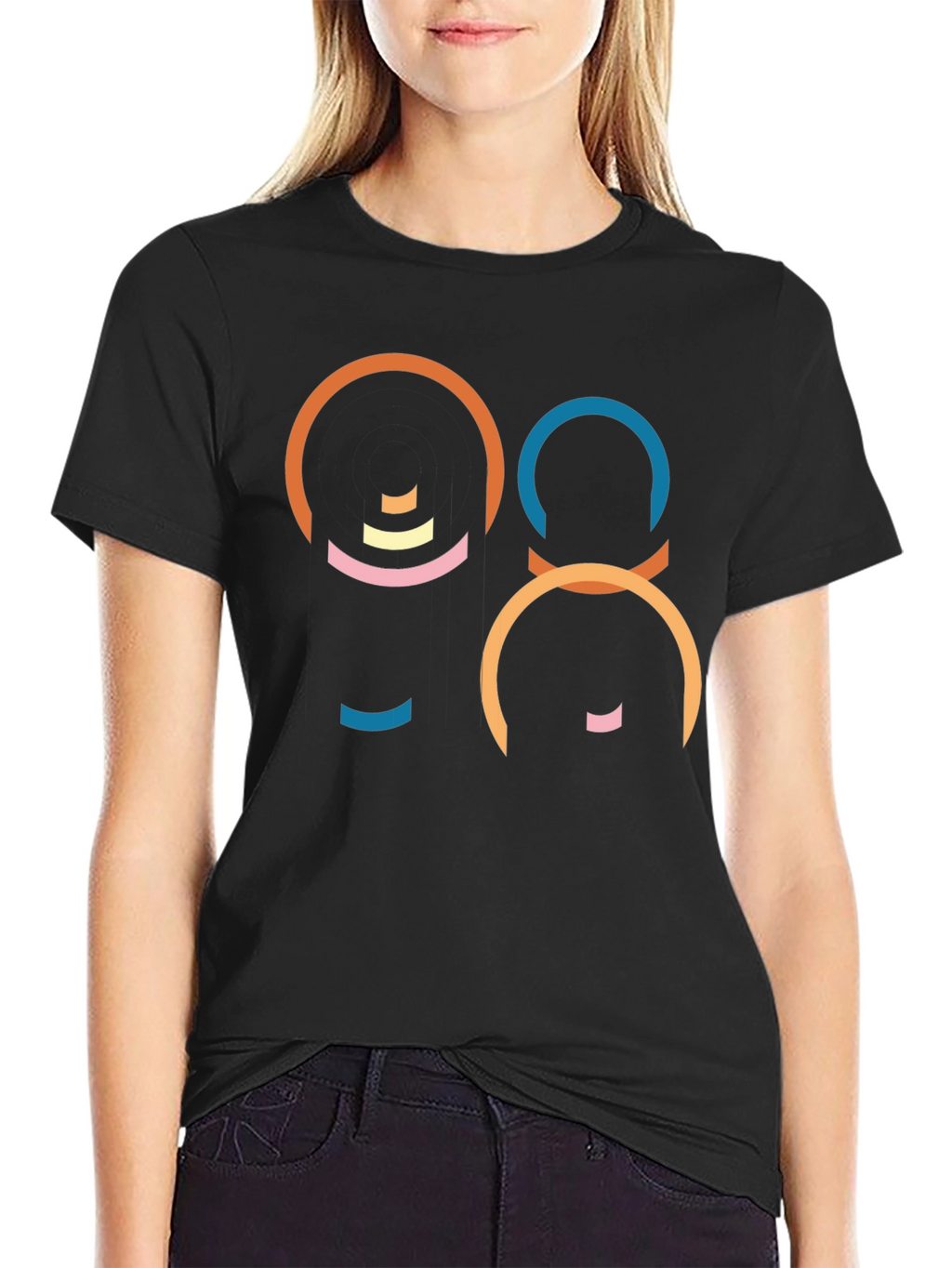 Abstract Geometric Graphic Black T-Shirt