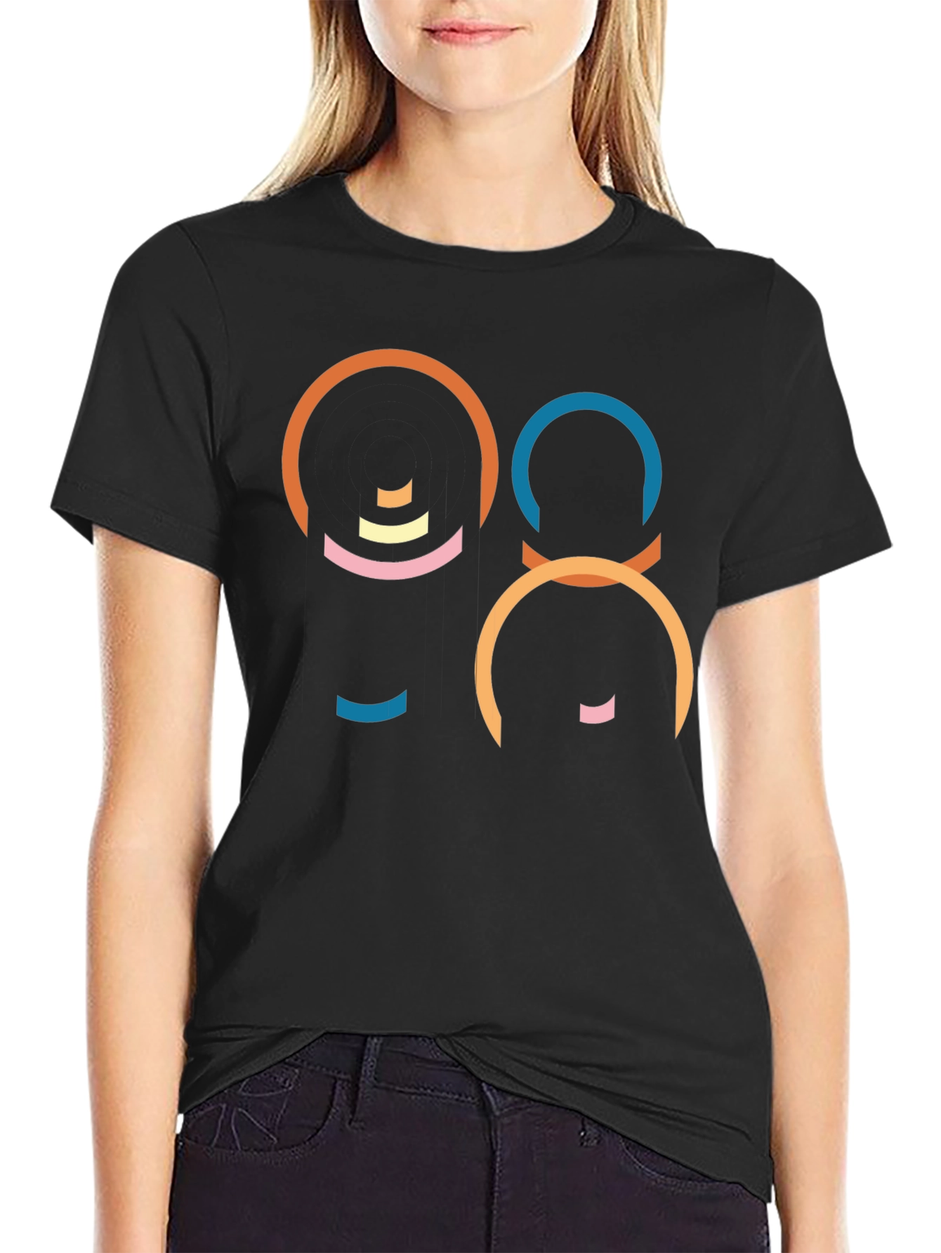 Abstract Geometric Graphic Black T-Shirt
