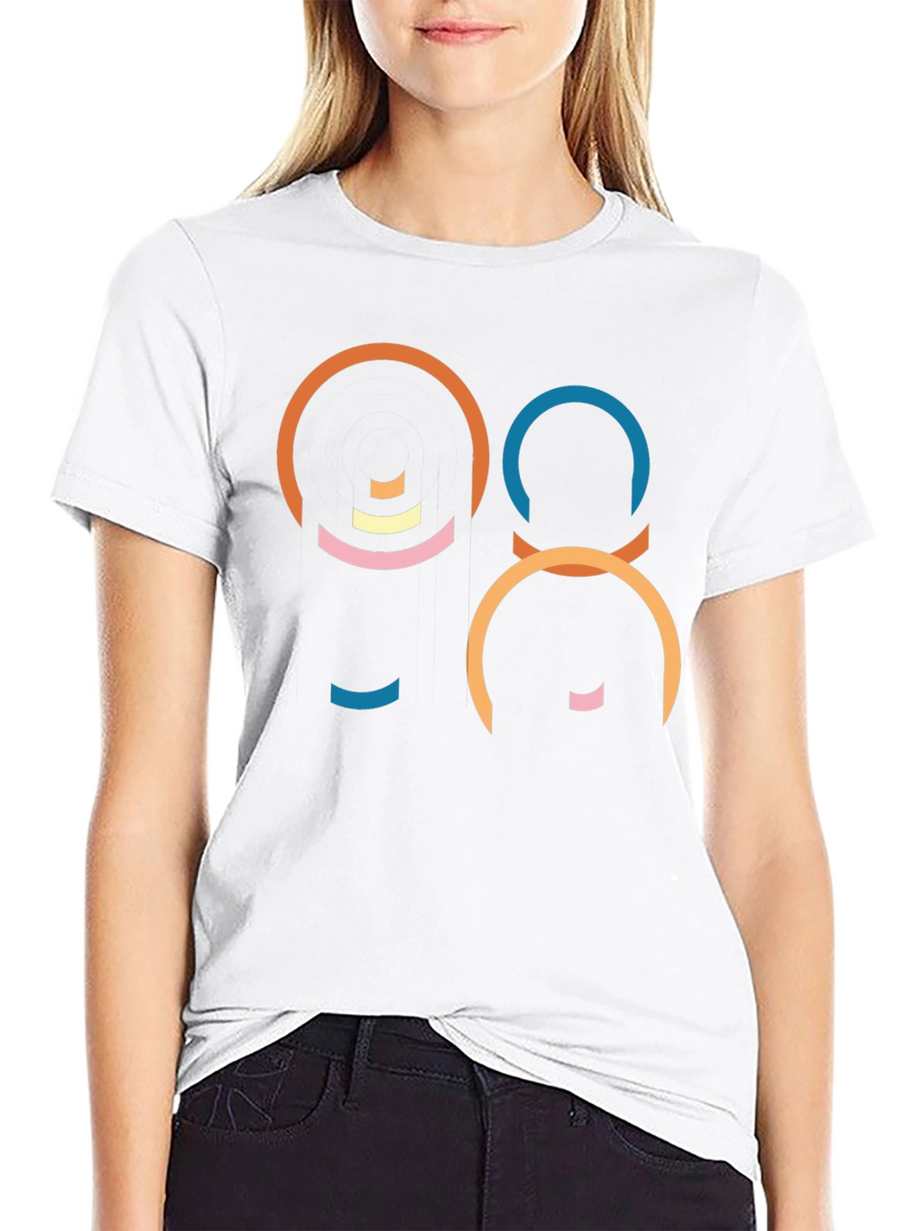 Abstract Geometric Graphic Black T-Shirt