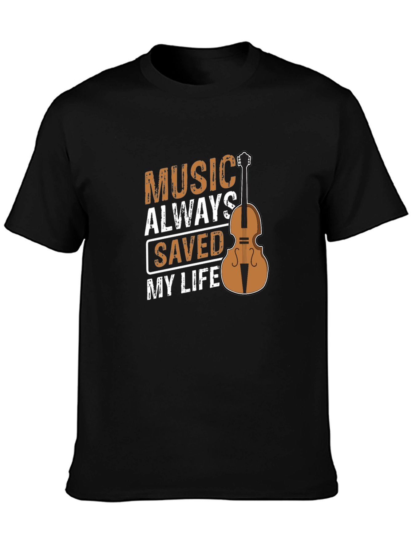 Music Saved My Life T-Shirt - Black Short Sleeve Graphic Tee