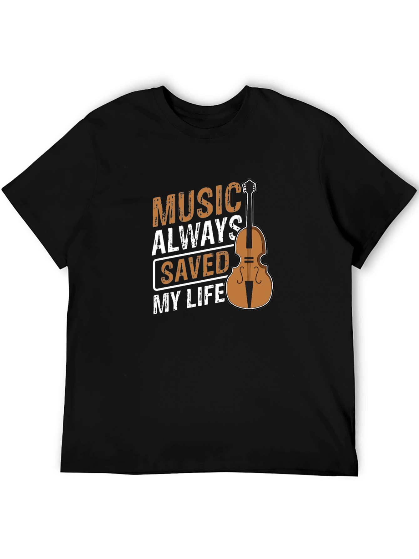 Music Saved My Life T-Shirt - Black Short Sleeve Graphic Tee