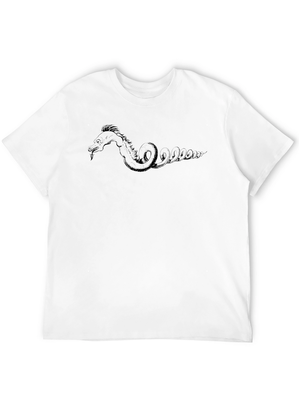 Sea Serpent Graphic Tee - Black Cotton T-Shirt