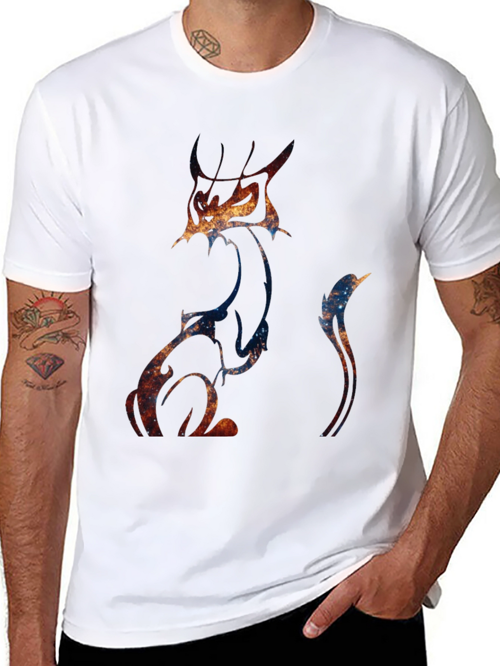 Galaxy Cat Graphic Tee - Unique Space Design